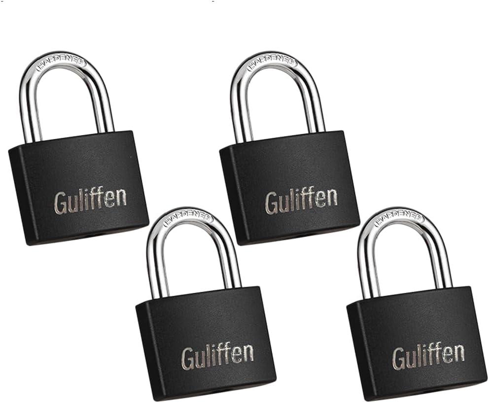 Guliffen Covered Aluminum Pad Lock, 4 Pack Outdoor Padlocks Weatherproof with Same Key, Gym Locker Lock for Shed, Gate, Mailbox, Cabinet, Storage Unit