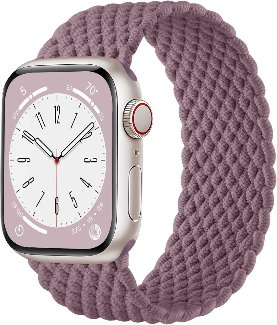 Zedoli Braided Solo Loop Bands for Apple Watch Band 38mm 40mm 41mm 42mm 44mm 45mm 46mm 49mm Women Men, Stretchy Nylon Sport Elastic Wristband Strap for iWatch Series 11 10 9 8 7 6 5 4 3 2 1 SE Ultra (Smoke Violet)