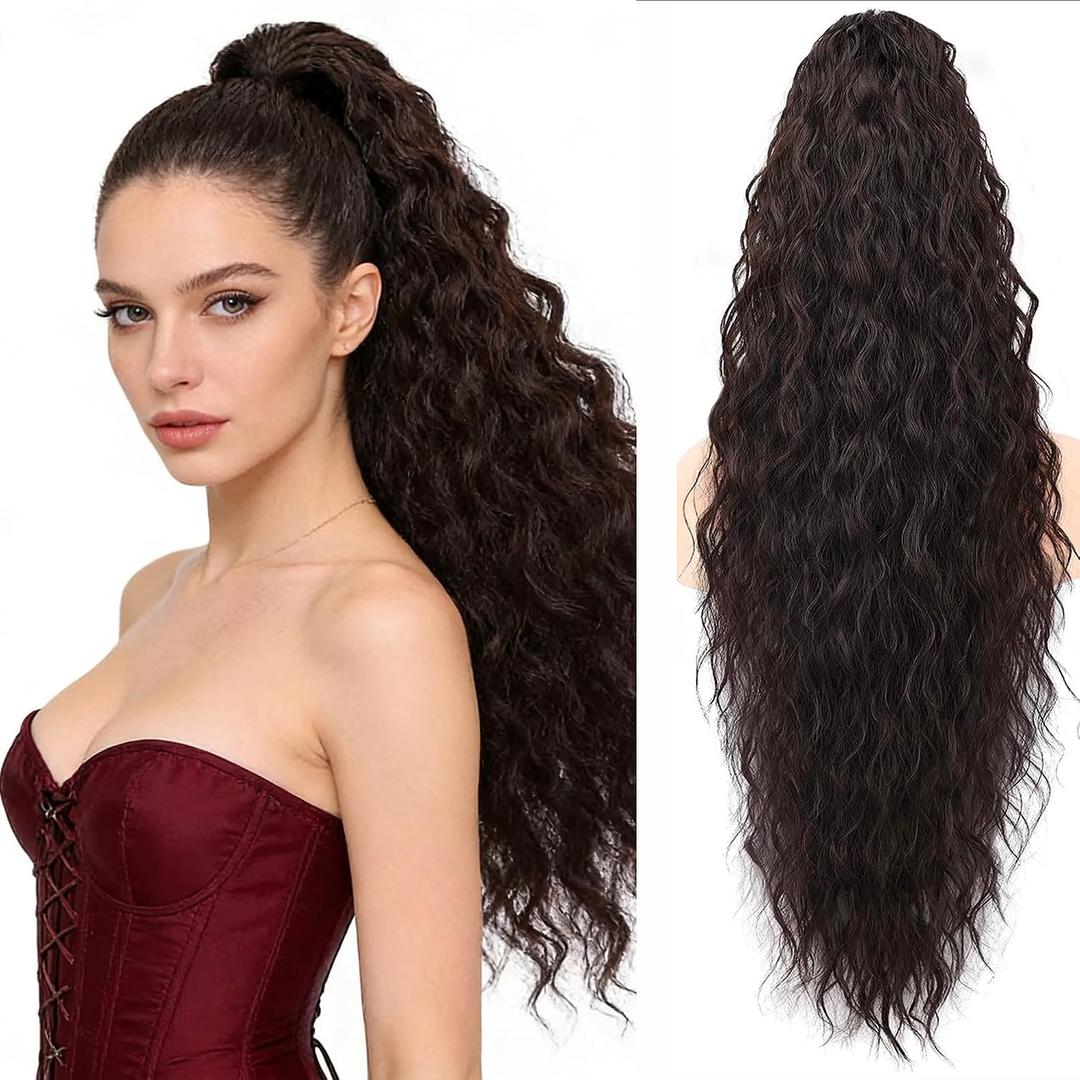 Ponytail Extension 30 Inch Claw Clip Pony Tails Hair Extensions for Women Long Curly Ponytail Synthetic Hairpieces for Daily Use(brown, 30)