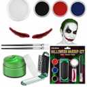 Libima Halloween Jokers Makeup Kit, Complete Jokers/clown Makeup Accessories Face Paint Mouth Scar Sticker Green Disposable Hair Cream Folding Comb Brush for Halloween Cosplay Carnival Party