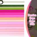 Chrisfall 12 Rolls Crepe Paper Rolls 12 Colors Wide Crepe Paper Streamer Assorted Streamers with Floral Stem Wire and Green Floral Tapes for Birthday Party Ornament (8 Feet X 10 Inch,Pink Colors)
