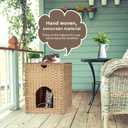 Cat Litter Box Enclosure with Litter Trapping Mat; Handwoven Plastic Rattan Cat House; No Installation Hidden Cat Washroom; Pet Crate for Balcony,Bedroom,Living Room 30.3'' L X 18.2'' W X 20.5'' H