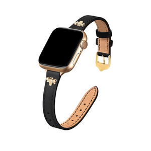 JR.DM Slim Leather Bands Compatible with Apple Watch Band 38mm 40mm 41mm 42mm 44mm 45mm 46mm 49mm, Top Genuine Leather Band with Charms, Feminine Design for Iwatch Ultra SE Series 10 9 8 7 6 5 4 3 2 1