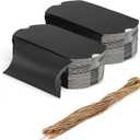 MANCHAP 100Pcs 5 x 3.4 Inch Black Pillow Boxes with Jute Twines, Large Cardboard Pillow Box, Pillow Candy Favor Box for Birthday, Wedding, Parties