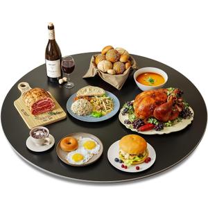 27.6" Lazy Susan Turntable 360 Sinteredstone Silent Anti-Slip Turntable, Table Top Centerpiece for Kitchen, Pantry, Spice Rack, Refrigerator & Dining Table, Black