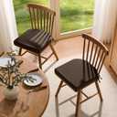 downluxe Chair Cushions for Dining Chairs, Memory Foam Linen Kitchen Chair Pads with Ties, Waterproof, Stain-Resistant and Washable Cover, 17" x 16" x 2.5", Brown, 4 Pack