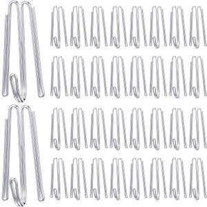 Blulu Pleat Hooks Stainless Steel Curtain Hooks Drapery Clasp and Pin 4 Prongs Pinch Pleat Tools Clips for Window, Shower Curtain(60 Pcs)