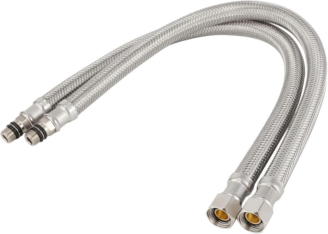 32" Short Shank Stainless Steel Braided Faucet Connector3/8-Inch Female Compression Thread x M10 Male Connector,cUPC Faucet Supply Line for Bathroom & Kitchen Sinks 2pcs
