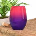 Bad Bananas Ombre Pink and Purple - Set of Two 21 oz Stemless Wine Glasses - Colored Glassware - Colorful Drinking Glasses Wine Gifts for Women