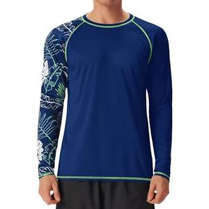 FISHEAL UPF 50+ Mens Swim Shirts, Long Sleeve Sun Protection Shirt, Quick Dry UV SPF Rash Guard for Beach Water Fishing. S