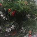 Outdoor Christmas Tree Urn Filler 2 Set, Prelit Artificial Flocked Xmas Tree with Cones & Red Berries, Small Christmas Tree with 70 Warm Lights (Frosted Green)