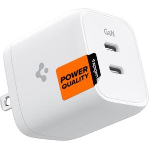 Spigen GaN 452 Total 45W 2 Ports GaN III Tech Dual USB C Wall Charger PD 3.0 Charging Block for iPhone 16 15 14 13 12 Plus Pro Max iPad Air Samsung Galaxy S25 Series S24 S23 Z Fold Flip 6 5 4 S22 S21