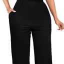 Sexy Jumpsuits for Women Elegant Off The Shoulder Business Long Straight Pants Party Jumpsuit (Medium, Black)