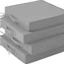 IASEAHK Patio Chair Cushions, 19" x 19" x 3" Outdoor Chair Cushions Set of 4, Waterproof Outdoor Cushions for Patio Furniture, Outdoors Seat Cushions with Handle and Ties, Light Grey
