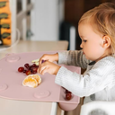 PandaEar 2 Pack Suction Silicone Placemat for Toddlers Kids| Food Grade Toddler Place Mat for Dining Table & Restaurants Baby Eating| Baby Placemat That Stick to TablePink + Linen