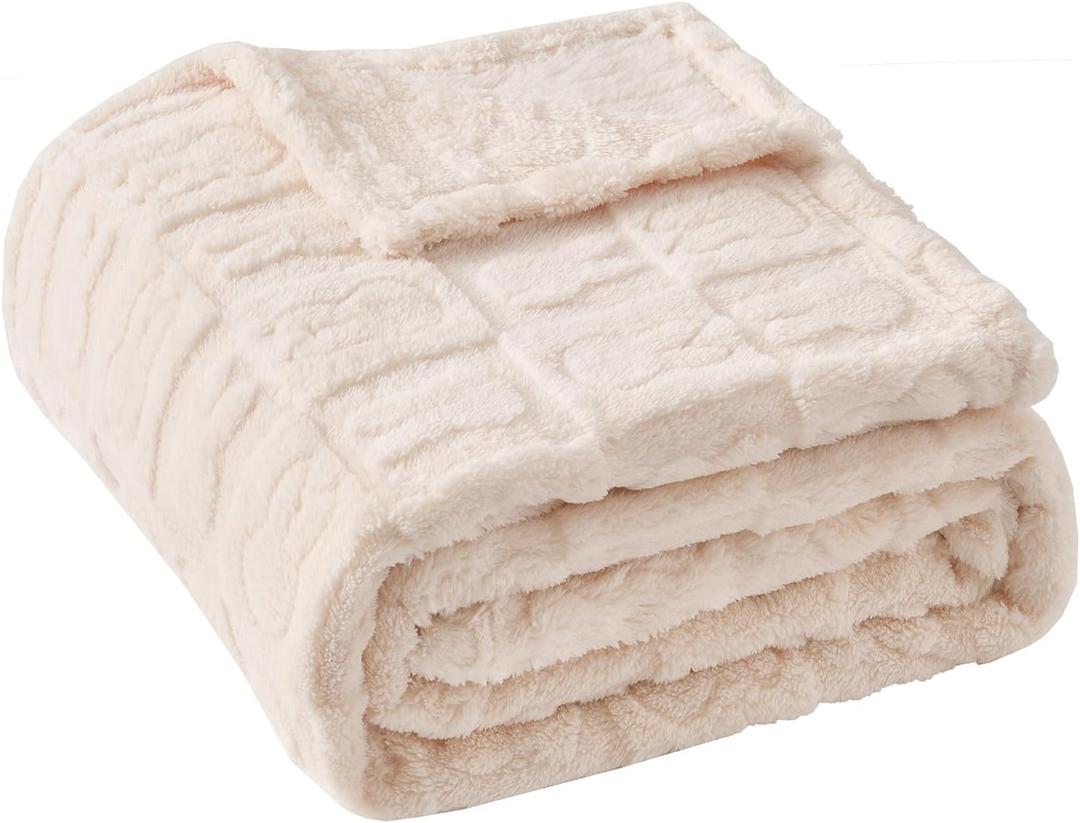 Bunny Checkered Throw Blankets, Soft Warm Blankets for Lover Women Men Friends Gifts Pets, Lightweight Fuzzy Blanket for Couch Sofa Bed Travel and Camping (Beige,90"x108"), King