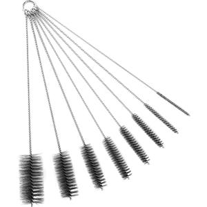 16 Inch Extra Long Pipe Cleaning Brush Set Stainless Steel Bristles, Stainless Steel Pipe Brush Steel Bottle Brush 8 Piece Variety Pack for Auto Parts, Bottles,Tubes, Etc.