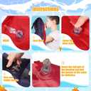 Lewtemi 1 Pcs Inflatable Swim Belt Pool Flotation Portable Waist Aid for Adults Adjustable Swimming Training Aid Waist Belt with Buckle and Rope for Beginner (Solid Color, Red and Blue)