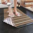 Non Slip Bathtub Mat and Shower Mat, Machine Washable Anti Slip Shower Mats for Inside Shower with Suction Cups & Drain Holes (26.7" x 14.5", Wood Color)