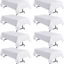 sancua 8 Pack White Tablecloth 60 x 102 Inch, Rectangle Table Cloth for 6 Feet Tables - Stain and Wrinkle Resistant Washable Polyester Table Cover for Dining Tables, Buffet Parties and Camping