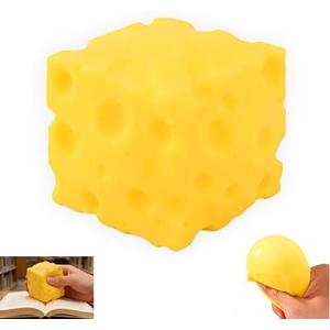 Yellow Cheese Squeeze Toy, Soft Novelty Toy, Rebounding Sensory, Help for Relax, Stress Squeeze for Adults，use only by Individuals Aged 14 and Above.