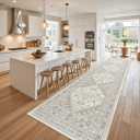 Runner Rug 2x10, Ultra-Thin Kitchen Rugs Non Slip Washable Rugs for Entryway Rug, Kitchen Runner Low Pile Vintage Soft Carpets for Living Room, Bathroom Bedroom (Brown,2'x10')