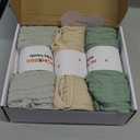 Muslin Hooded Baby Towels, 3 Pack Cotton Baby Bath Towels with Hood for Newborn, Babies, Infant, Toddler, Soft and Absorbent Baby Shower Towel Newborn Essential (35 X 35 Inch) (Green + Grey + Apricot)