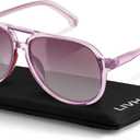 Livho Trendy Polarized Aviator Sunglasses Women Men, Retro Sun Glasses for Women Men 2025, Oversized UV Protection Shades (Purple/Gradient Brown)