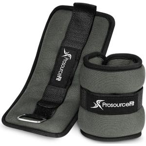 ProsourceFit Ankle/Wrist and Arm/Leg Weights Set of 2, Adjustable Strap 1 lb-5 lb, Adjustable Weight 15 lb, 10 lb, 7 lb for Men and Women (Grey, 2LB)