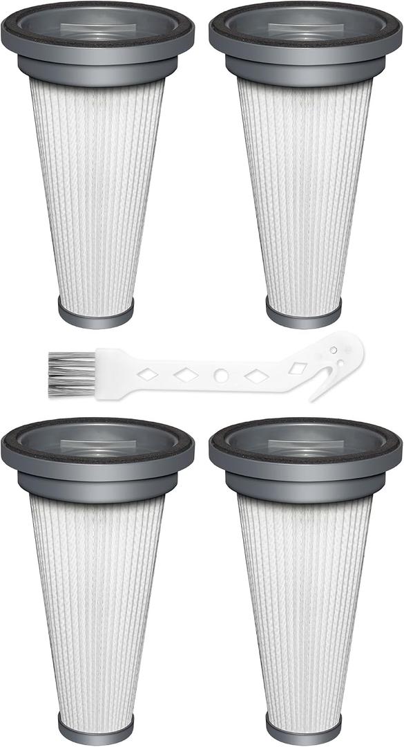 4 Pack T350 HEPA Filter Replacement Attachments Compatible with Trucozie T350 Cordless Lightweight Stick Vacuum Cleaner, 4 HEPA Filters, 1 Cleaning Brush