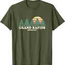 Grand Rapids MI Vintage Throwback Tee Retro 70s Design T-Shirt, Size M