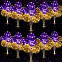 Junkin 10 Set Balloon Stand Kit for Centerpiece with LED String Light 100 Pcs Balloons Light up Table Balloon Stand Centerpieces for Graduation Wedding Baby Shower Birthday(Purple)