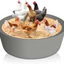 Chicken Dust Bath Tub Ring 25" D x 5.9" H, Bottomless Design PE Chicken Coop Cleaner Container for Farms, Lawn, Yard and Ducks, Quails(Gray)