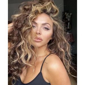 Fencca Brown Highlights Long Curly Wigs for Women Heat Resistant Synthetic Hair Brown Mixed Blonde Wave Curly Wig