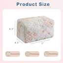 RSRSLEII Small Quilted Cotton Makeup Bag, Aesthetic Cosmetic Bag, Cute Floral Makeup Pouch, Kawaii Trendy Preppy Travel Toiletry Bag for Women and Girls (06 Mixed Flowers)