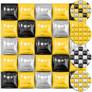 30PCS Double Sided Square Foil Balloons Wall,19 Inches Chrome Foil Balloons Tunnel Arch Garland Kit for Birthday,Anniversary,Wedding,Graduation Party Background Graduation Party Decoration (Gold Silver and Gold Black)