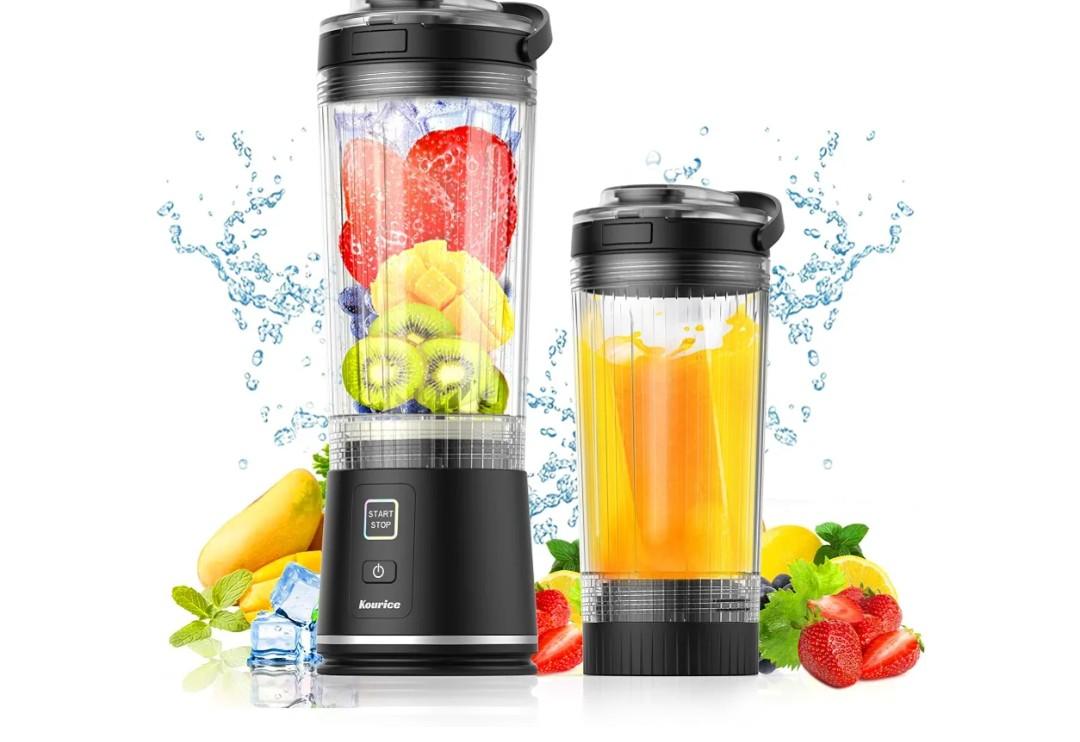 Personal Size Portable Blender for Shakes & Smoothies, 16oz Mini Small Smoothie Blender with On Go Lid & Sip Lid, 26000RPM Rechargeable Cordless Electric Blender for Travel Gym Office