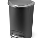 simplehuman Kitchen Trash Can, 13 Gallon Plastic Step Garbage Bin with Secure Slide Lock, Soft Close Lid, Gray