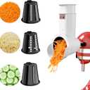 Slicer Shredder Attachment for Kitchen Aid Stand Mixer, Cheese Grater, Vegetable Shredder, Large Salad Machine with Vegetable Slicer, Salad Maker with 3 Blades, Dishwasher Safe