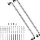36 Inch Anti Slip Shower Grab Bar,Munzong 2 Pack Bathroom Grab Bars and Showers,Brushed Nickel Knurled Handicap Balance Bar,Safety Hand Rail Support Elderly Senior Bath Handle