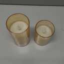 LEDHOLYT Rechargeable Flameless Candle, Flashing LED Pillar Real Wax Candle with Remote Control and Timer, Upgraded Teardrop Wick, Gold Glass Electronic Candle