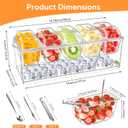 Ice Chilled Condiment Caddy with 5 Containers,Large Ice Chilled Condiment Organizer with Separate Lids, with Spoons,Forks and Clip Serving Tray Platter for Bar Accessories, Fruit, Salad, Taco, Party