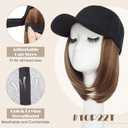 S-noilite Hat Wig for Women, Black Baseball Cap Wig with Short BOB Hair Attached Synthetic Hair Extensions Adjustable, Light Brown Highlighted Blonde