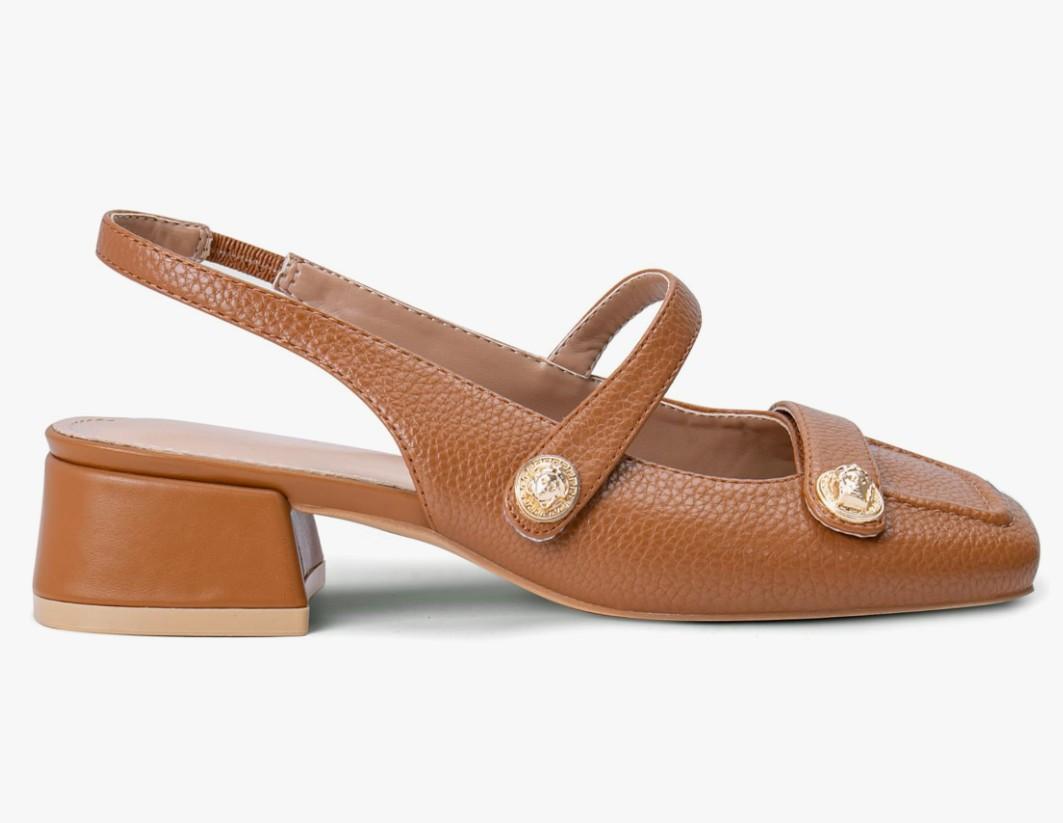 Slingback Mary Jane Heels for Women Low Block Heel Closed Square Toe Pump Shoes Heels Classic Daily Office Dressy Shoes, Size 8.5