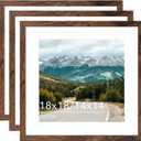Wood 18x18 Picture Frame with 14x14 Mat Deep Brown, Display 14x14 with Mat or 18x18 without Mat, Wood 18 by 18 Photo Frame, 18 x 18 Frame for Wall Hanging Display, Deep Brown, 3 Pack