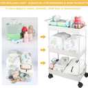 Volnamal Baby Diaper Caddy, Plastic Movable Cart for Newborn Nursery Essentials Diaper Storage Caddy Organizer for Changing Table & Crib, Easy to Assemble, Beige