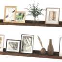 Walnut Floating Shelves for Wall Decor, 52 in Shelf with Lip, 2 Set, 51.2in