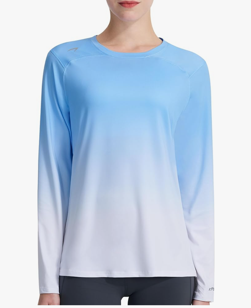 KPSUN Womens Long Sleeve Rash Guard UPF 50+ Swim Shirts Sun Uv Protection Surfing Top for Beach Swimming Quick Dry, Medium