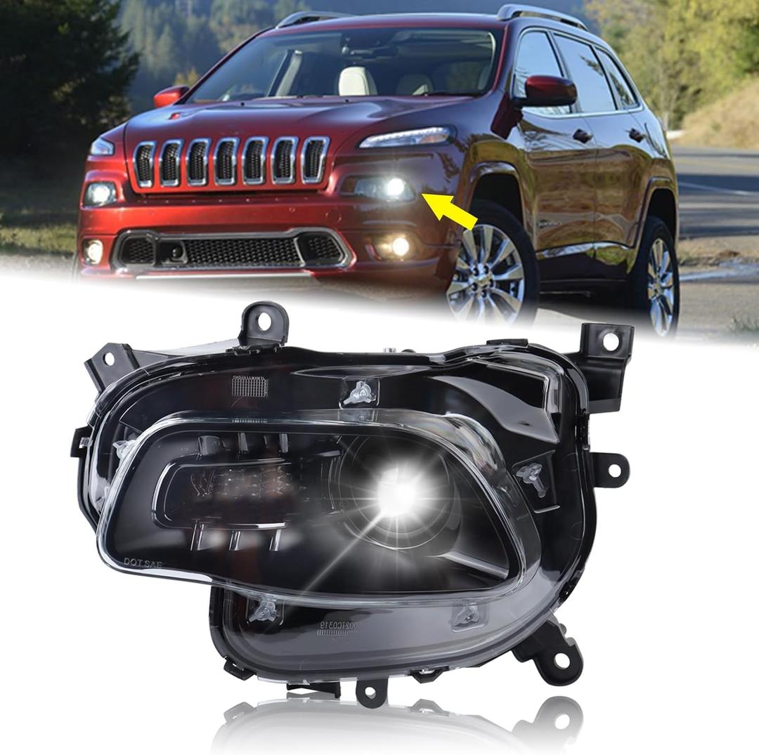 Left Driver Side Xenon HID Model Headlight Accessories Compatible for 2014-2018 Jeep Cherokee With Bulbs LH Head lamp Assembly 68102849AG CH2502250