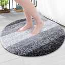 Arotive Microfiber Bathroom Rugs, Shaggy Soft and Absorbent Bath Rug, Non-Slip, Thick Plush Machine Washable Dry Bath Mats for Bathroom, Tub and Shower, 24x24, Black, Round
